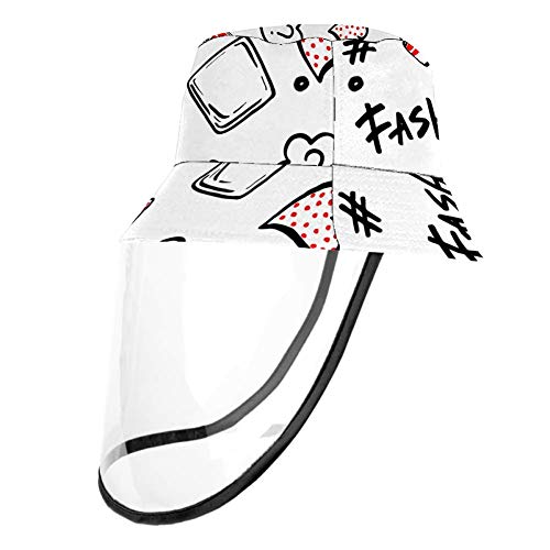 Tizorax Sombrero de sol extraíble, protección UV, sombrero de pescador, sombrero de verano para hombres y mujeres, pintalabios de moda dibujado a mano Multicolor multicolor S/M