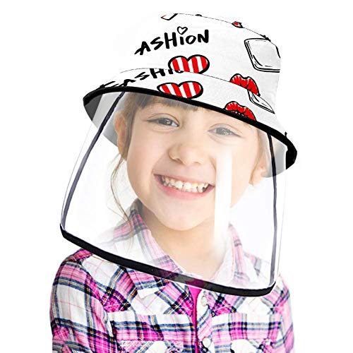 Tizorax Sombrero de sol extraíble, protección UV, sombrero de pescador, sombrero de verano para hombres y mujeres, pintalabios de moda dibujado a mano Multicolor multicolor S/M