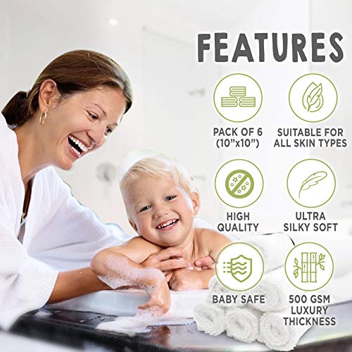 Toallita de baño para bebés - Toallitas de baño de bambú - Toallita suave y orgánica para bebés - Toalla facial para bebés, adultos e infantes (Blanco)