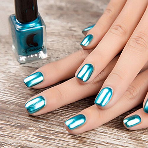 Toamen Esmalte De UñAs Plating Silver Paste Metal Color Acero Inoxidable Esmalte De UñAs (Azul)