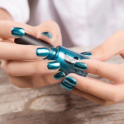 Toamen Esmalte De UñAs Plating Silver Paste Metal Color Acero Inoxidable Esmalte De UñAs (Azul)