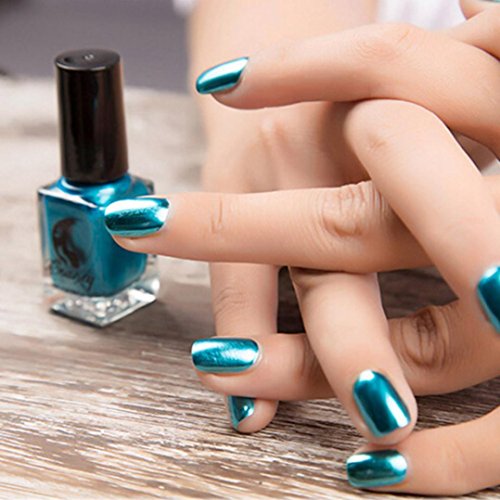Toamen Esmalte De UñAs Plating Silver Paste Metal Color Acero Inoxidable Esmalte De UñAs (Azul)