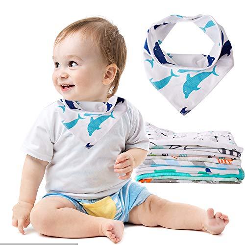 Tomkity 12pcs Baberos Bandana Baberos Bebe Diseño de Animales para Bebés y Niños