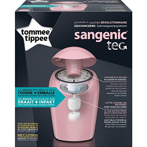Tommee Tippee Sangenic Tec - Contenedor de pañales, color rosa