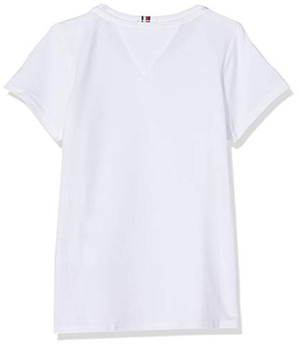 Tommy Hilfiger Girls Basic Cn Knit S/s Camiseta, Blanco (Bright White 123), 164 (Talla del Fabricante: 14) para Niñas