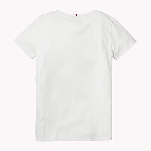 Tommy Hilfiger Girls Basic Cn Knit S/s Camiseta, Blanco (Bright White 123), 164 (Talla del Fabricante: 14) para Niñas