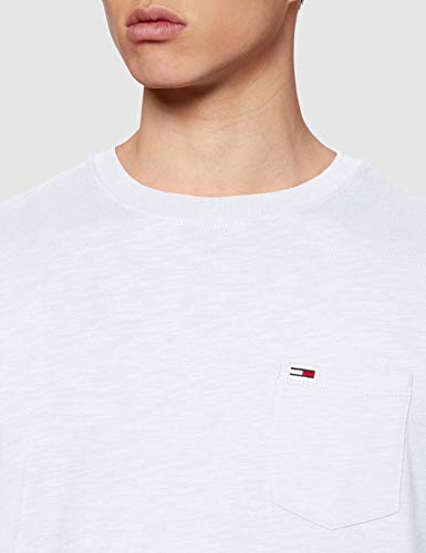 Tommy Hilfiger TJM Pocket tee Camiseta, Blanco (White Ybr), Medium para Hombre