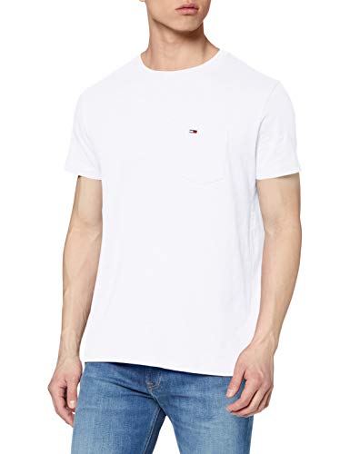 Tommy Hilfiger TJM Pocket tee Camiseta, Blanco (White Ybr), Medium para Hombre