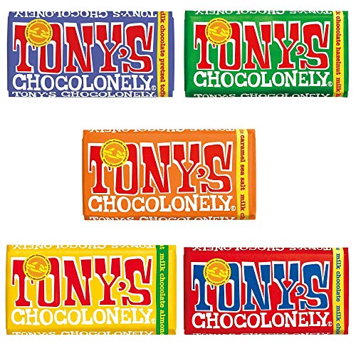 Tony's Chocolonely Chocolate 180g - 5 Pack, Mix of All 5 Milk Chocolate Flavours
