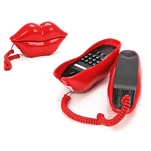 TOOGOO（R） Labios Diseno Telefono Novedad Sexy Rojo Boca Telefono con Diseno de Labios del Hogar por Cable Telefonico