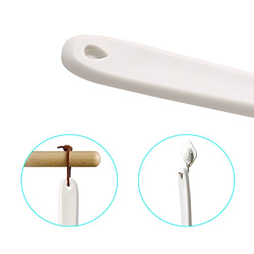 Topfinder Cepillos de cuerpo Fregadora de ducha con cepillo de baño con mango largo para celulitis y exfoliación (Blanco)