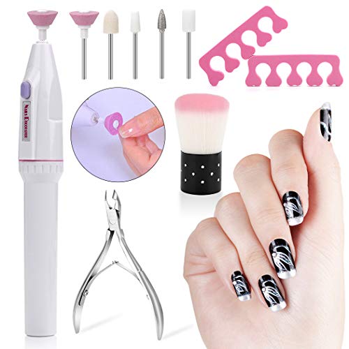 Torno para Uñas, ZOYLINK Lima Electrica Uñas 10 en 1 Set Manicura Electrica Limas para Uñas Kit de Manicura Eléctrico Quitacuticulas Uñas Ideal para Llevar en el Bolso (Sin Pilas)