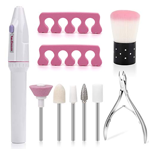 Torno para Uñas, ZOYLINK Lima Electrica Uñas 10 en 1 Set Manicura Electrica Limas para Uñas Kit de Manicura Eléctrico Quitacuticulas Uñas Ideal para Llevar en el Bolso (Sin Pilas)