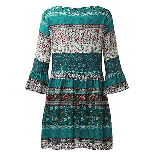 Tosonse Boho Vestidos Florales para Mujer Vestido De Oscilación De Fiesta De Noche De Manga 3/4 para Mujer