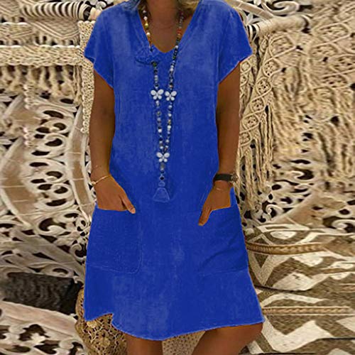 Tosonse Vestidos De Camiseta para Mujer Tallas Grandes Verano Casual Color Sólido Camisa Larga