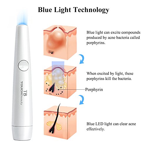 TOUCHBeauty PL-1693U - Dispositivo de fototerapia con LED rojo y azul para tratamiento del acné y cicatrices, para eliminar el acné y reducir las arrugas