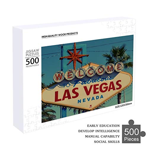 Traasd11an Jigsaw Puzzle 500 Piece- Welcome to Fabulous Las Vegas Nevada，Every Piece is Unique, Softclick Technology Means Pieces Fit Together Perfectly