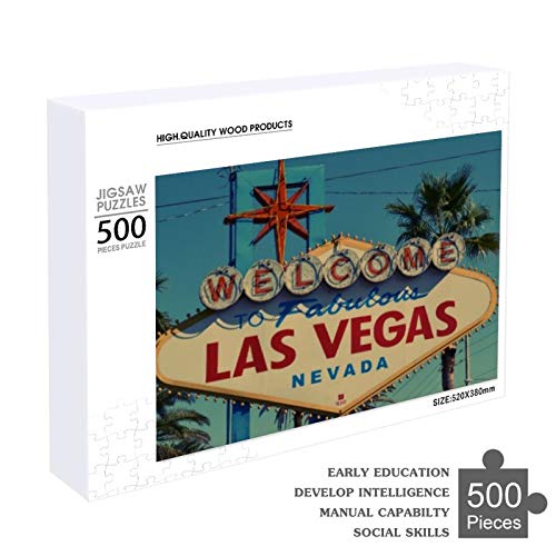 Traasd11an Jigsaw Puzzle 500 Piece- Welcome to Fabulous Las Vegas Nevada，Every Piece is Unique, Softclick Technology Means Pieces Fit Together Perfectly