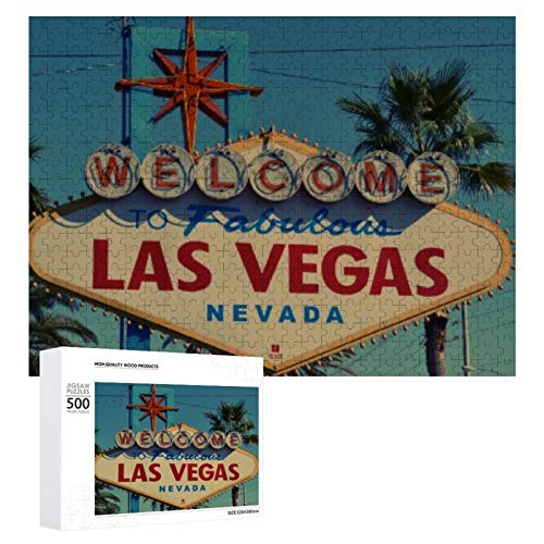 Traasd11an Jigsaw Puzzle 500 Piece- Welcome to Fabulous Las Vegas Nevada，Every Piece is Unique, Softclick Technology Means Pieces Fit Together Perfectly