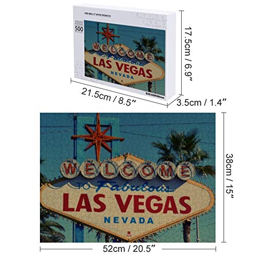 Traasd11an Jigsaw Puzzle 500 Piece- Welcome to Fabulous Las Vegas Nevada，Every Piece is Unique, Softclick Technology Means Pieces Fit Together Perfectly