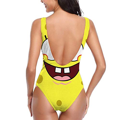 Traje de baño de una sola pieza - Bob Esponja para mujer, diseño de flores, color blanco