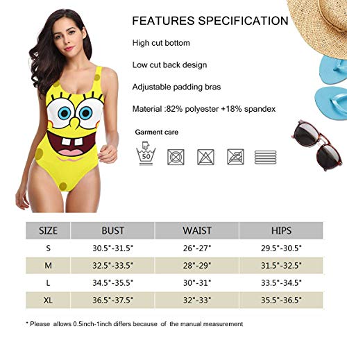 Traje de baño de una sola pieza - Bob Esponja para mujer, diseño de flores, color blanco