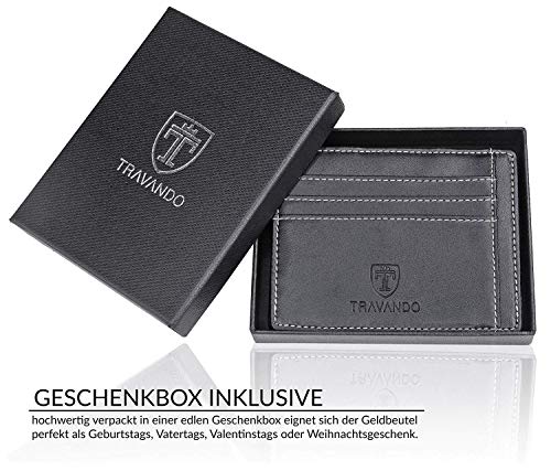 TRAVANDO ® Cartera Mágica con Compartimento para Monedas Vegas, Magic Wallet con Bloqueo RFID, Protege Tarjetas de Crédito, Tarjetero Hombre Slim, Cuero Sintetico