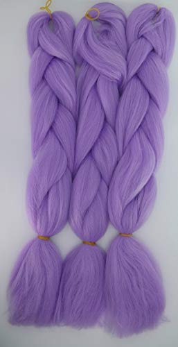 Trenas de color lila (lila claro) – de pelo trenzado sintético de un solo color, 120/60 cm de largo, 100 g