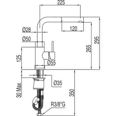 Tres Griferia - Monomando Fregadero Vertical Max‑Tres Con Ducha Extraíble (162437)