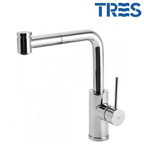 Tres Griferia - Monomando Fregadero Vertical Max‑Tres Con Ducha Extraíble (2 Funciones) (162438)