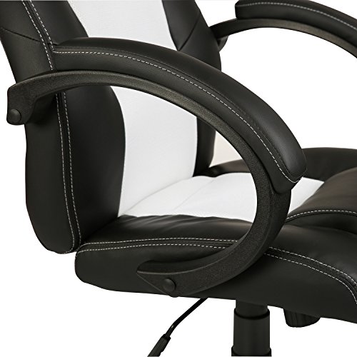 TRESKO Silla giratoria de oficina Sillón de escritorio Racing, silla Gaming ergonómica, cilindro neumático certificado por SGS (Negro/Blanco)
