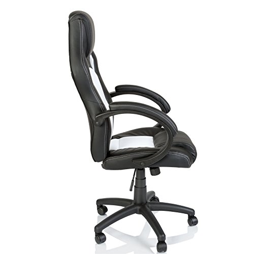 TRESKO Silla giratoria de oficina Sillón de escritorio Racing, silla Gaming ergonómica, cilindro neumático certificado por SGS (Negro/Blanco)