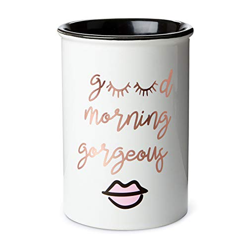 Tri-Coastal Design - Porta brochas de maquillaje de cerámica - Taza de porcelana Organizador de almacenamiento de cosméticos para pinceles de belleza y accesorios (Gorgeous)