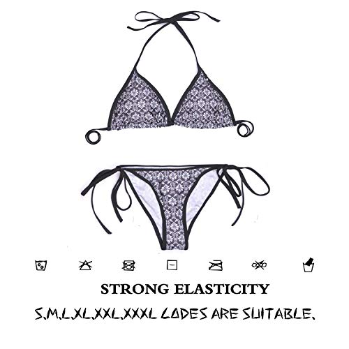 Triángulo Bikini Trajes de baño Banner gráfico Vintage Invitación de Fiesta Tema Conjuntos de Bikini de Rayas ópticas Traje de baño de Playa Traje de baño