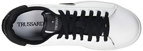 TRUSSARDI JEANS by Trussardi Galium Luxury PU Nabuk, Zapatillas de Gimnasio para Hombre, White/Black, 40 EU