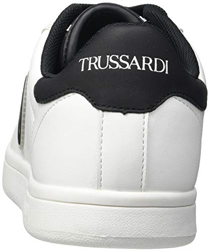 TRUSSARDI JEANS by Trussardi Galium Luxury PU Nabuk, Zapatillas de Gimnasio para Hombre, White/Black, 40 EU