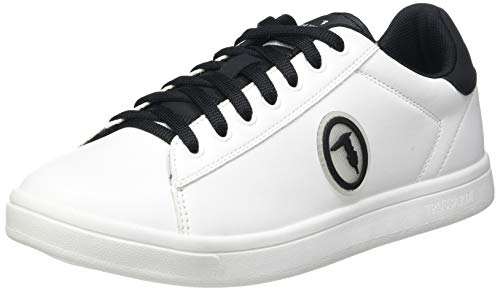 TRUSSARDI JEANS by Trussardi Galium Luxury PU Nabuk, Zapatillas de Gimnasio para Hombre, White/Black, 40 EU