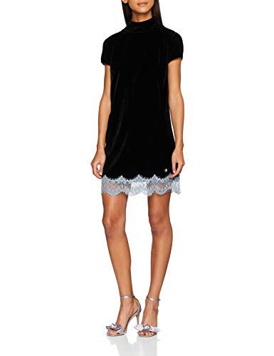 Trussardi Jeans High Collar Dress FLUIDE VELVE Vestido, Nero (Black/Light Azure K312), 34 ES(tamaño Fabricante:38) para Mujer