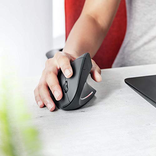 Trust Verto - ratón ergonómico Vertical inalámbrico, Iluminado, Color Negro.