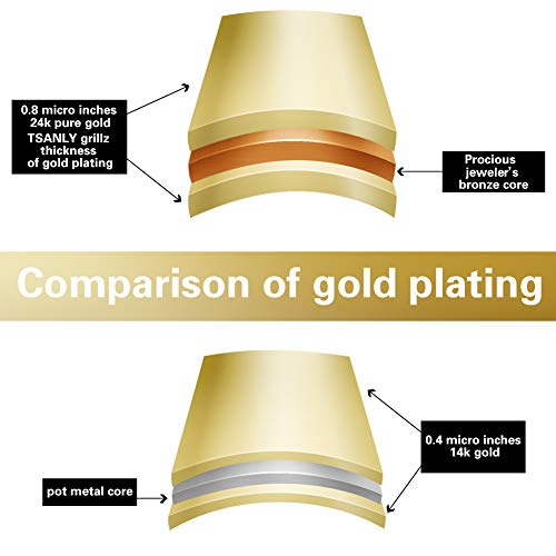 TSANLY 6ix9ine Grillz Rebajas Baño de Oro Tipo Arcoiris Tekashi69 HIPO Hop Rapper para Los Dientes + Caja Clásico + Paño de Microfibra