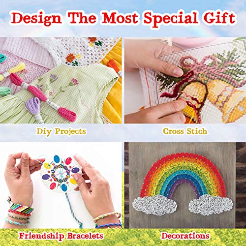 TTCOTOKE Hilos de Bordar, Hilo Punto de Cruz de Algodón, 123 Piezas Bordado Kit de Hilos, Hilos para Hacer Pulseras, Línea de Costura Coser Hilos Conjunto de Agujas Bordado