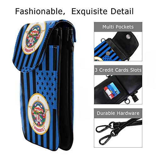 TTmom Carteras de Mujer, Monedero, Minnesota State Flag Graphic USA Styling Cell Phone Wallet Purse - Compatible