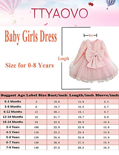 TTYAOVO Vestido de Tul de Manga Larga de la Boda de la Dama de Honor de la Princesa de Las Muchachas del Bebé 5-6 Años Blanco