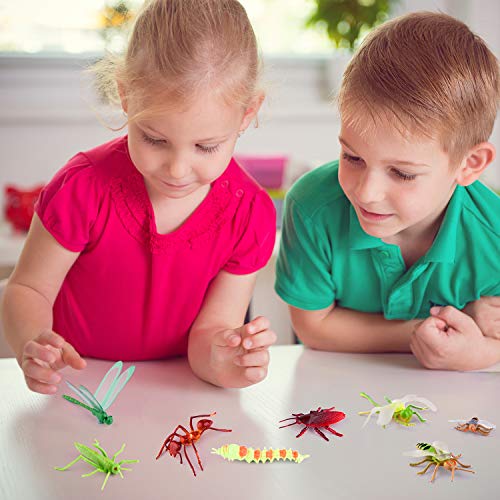 TUPARKA 49 PCS Plastic Insect Toys Bugs Figure Toys Surtido de Insectos realistas Butterfly Beetle Dragonfly Modelo Gag Juguetes para niños Insectos Party Bag Fillers Favores Juguetes Educativo