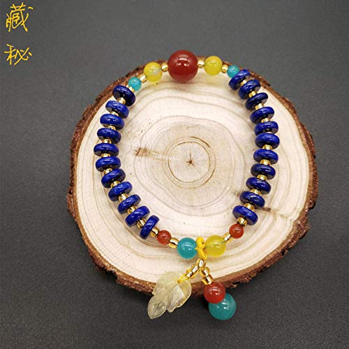 TWCAM Acero Cuero Pulsera Hombre- Lapis Lava Sepia Bracelet Handmade Wax Girl Bracelet