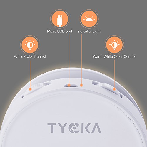 TYCKA Luz del Anillo 40 LED Ideal para Selfie, Dimmable luz cálida y Blanco frío, Enganche Tipo Clip y diseño Recargable,Ultra-Brillante, para la fotografía teléfonos Inteligentes(de Carga USB)