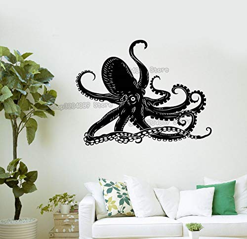 TYLPK Tatuajes de pared de vinilo de alta calidad pulpo Paul Kraken animales marinos baño arte pegatinas murales decoración extraíble YY481 73x56 cm