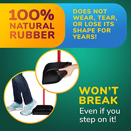 Tyroler Recogedor con Mango Largo Mágico de Caucho Natural Sólido de 105 cm con 3 Partes - Diseño de Pie - Vale para Cualquier Escoba o Cepillo de Mano - Los Mejores Recogedores para el Hogar Lobby