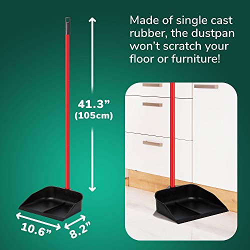 Tyroler Recogedor con Mango Largo Mágico de Caucho Natural Sólido de 105 cm con 3 Partes - Diseño de Pie - Vale para Cualquier Escoba o Cepillo de Mano - Los Mejores Recogedores para el Hogar Lobby