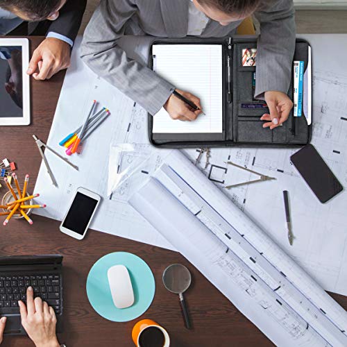 Tyson Carpeta Organizadora Personal de Viaje con Cierre de Cremallera con Panel de Escritura Bolsillos y Titulares de Tarjetas para el Documento de Curriculum Vitae y Cuaderno (Negro)